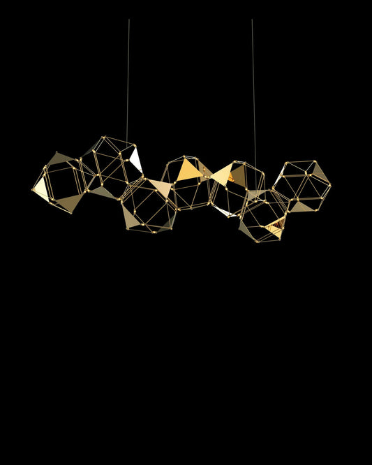 Lucciola Embellished 7 Prism Linear Pendant Brass Light