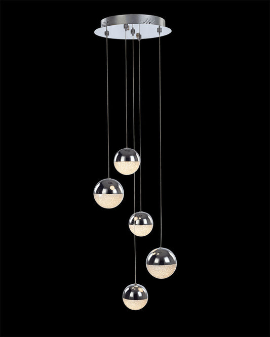 Eclipse 5Lt Spiral Pendant Chrome Dimmable Light
