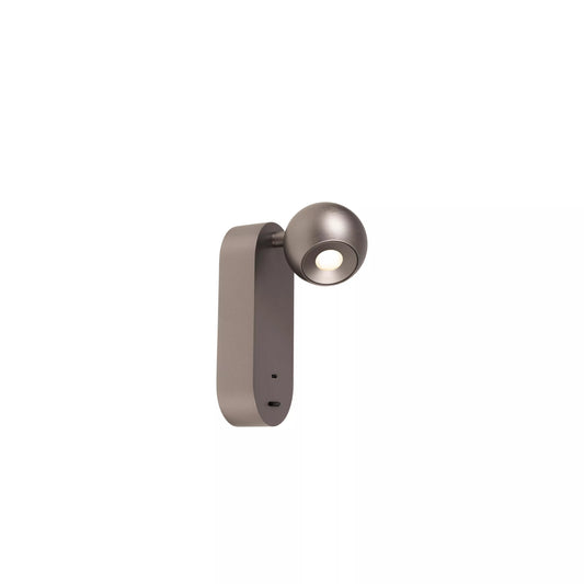 Lucide MONTANA - Wall light - LED - CCT - 1x6,3W 2700K/4000K - With USB charging point - Grey iron | Premium