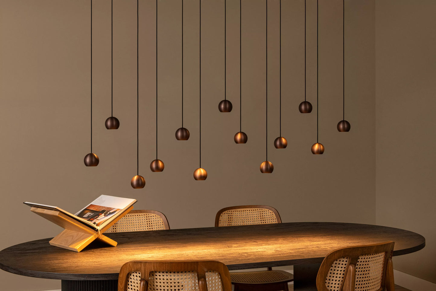 Lucide MONTANA - Pendant light - LED Dim. - CCT - 13x5,7W 2700K/4000K - Suitable for double-height spaces and high ceiling - Coffee | Premium