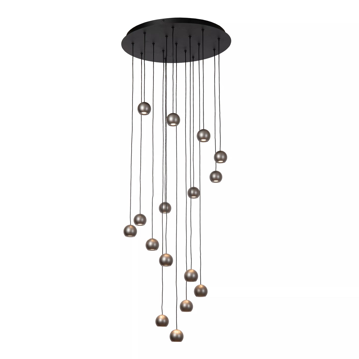 Lucide MONTANA - Pendant light - LED Dim. - CCT - 16x5,7W 2700K/4000K - Suitable for double-height spaces and high ceiling - Grey iron | Premium