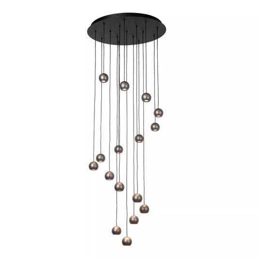 Lucide MONTANA - Pendant light - LED Dim. - CCT - 16x5,7W 2700K/4000K - Suitable for double-height spaces and high ceiling - Grey iron | Premium