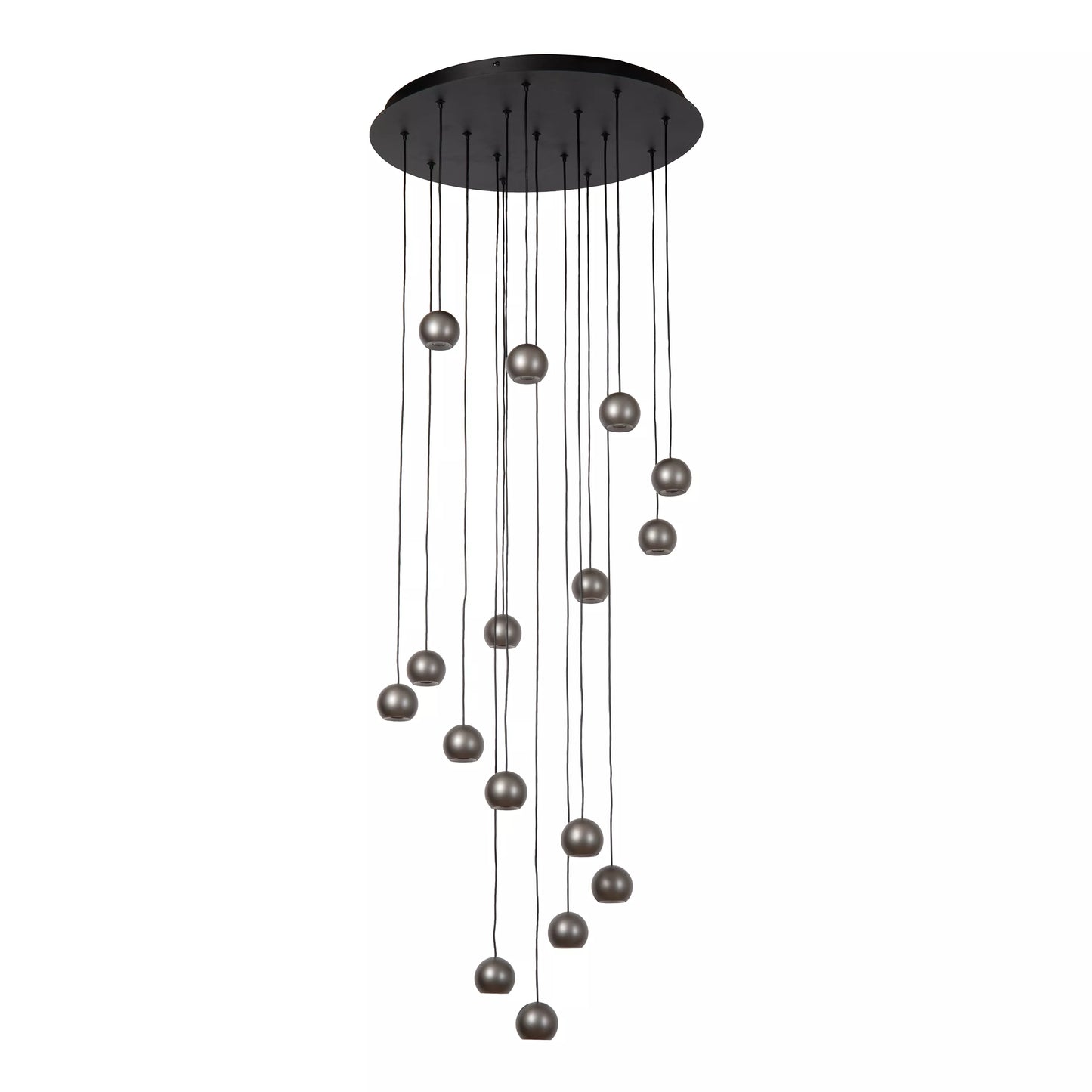Lucide MONTANA - Pendant light - LED Dim. - CCT - 16x5,7W 2700K/4000K - Suitable for double-height spaces and high ceiling - Grey iron | Premium