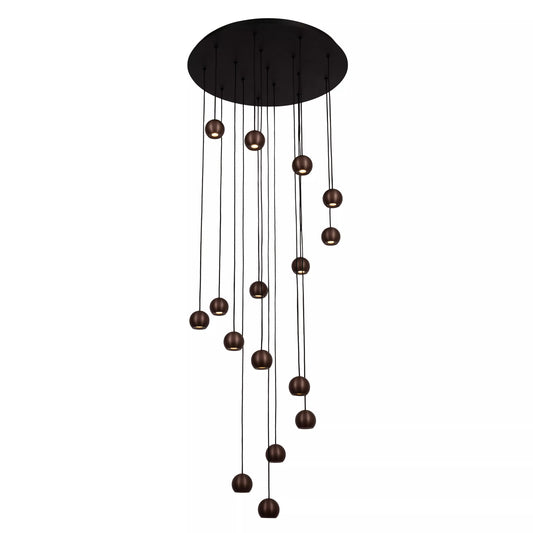 Lucide MONTANA - Pendant light - LED Dim. - CCT - 16x5,7W 2700K/4000K - Suitable for double-height spaces and high ceiling - Coffee | Premium