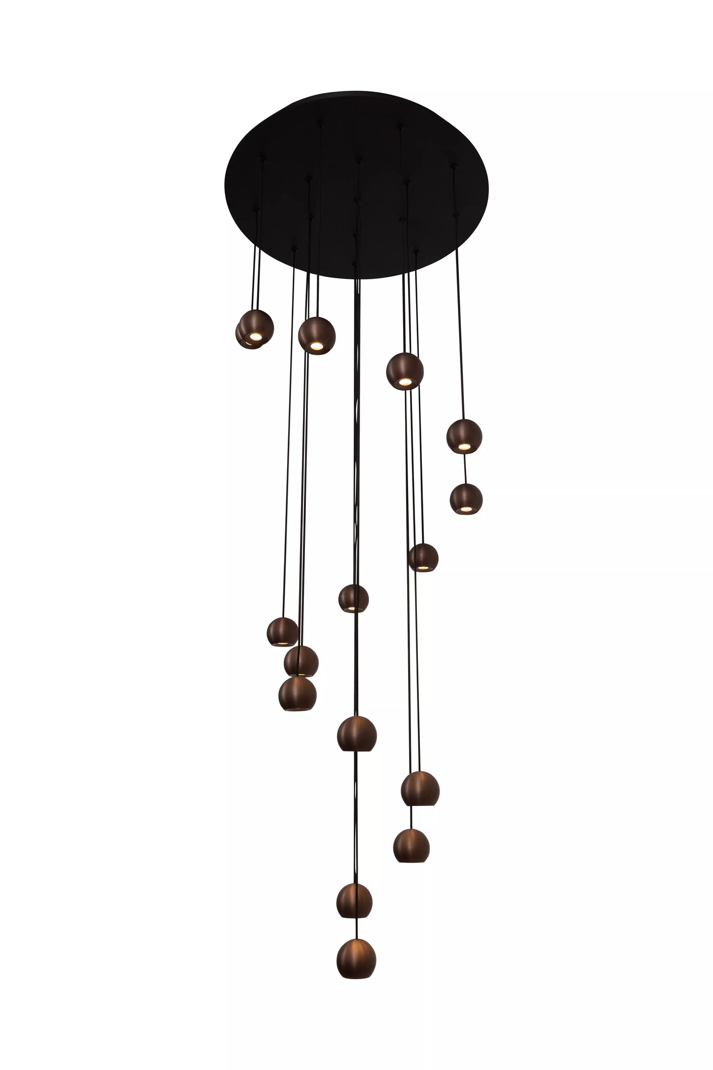 Lucide MONTANA - Pendant light - LED Dim. - CCT - 16x5,7W 2700K/4000K - Suitable for double-height spaces and high ceiling - Coffee | Premium