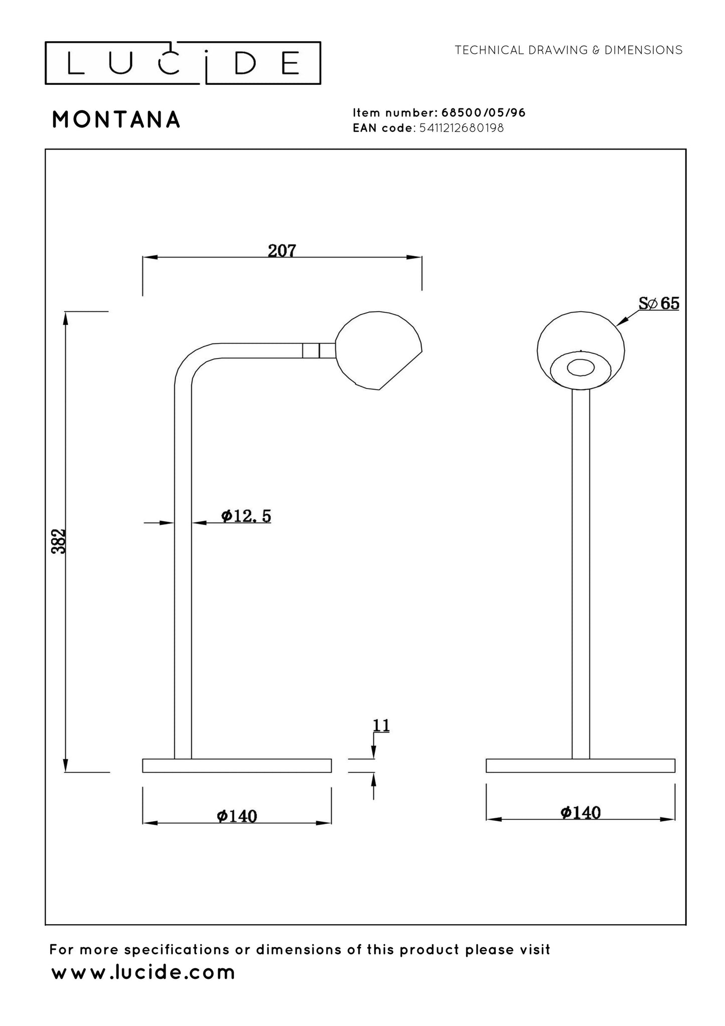 Lucide MONTANA - Table lamp - LED Dim. - 1x5W 2700K - Coffee | Premium