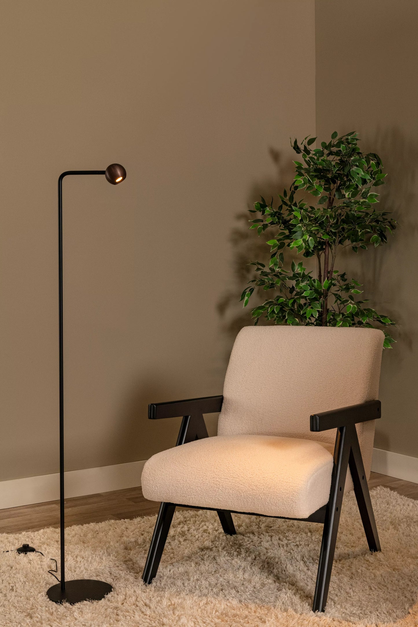 Lucide MONTANA - Floor lamp - LED Dim. - 1x6,3W 2700K - Coffee | Premium