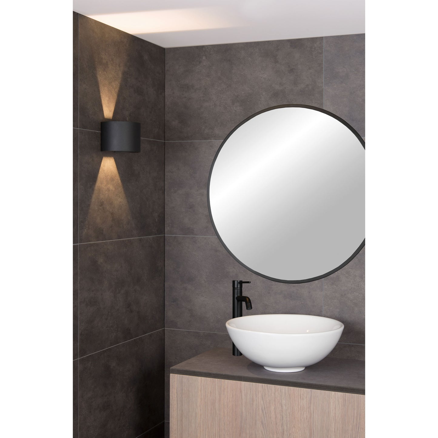 Lucide AXI - Wall spotlight / Wall light Bathroom - LED - 2x 7W 2700K - IP54 - Adjustable beam angle - Black