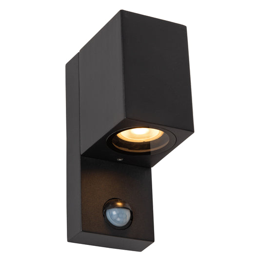 Lucide ZARO IR - Wall spotlight / Wall light Indoor/Outdoor - 1x GU10 - IP65 - Motion & Day/Night Sensor - Black