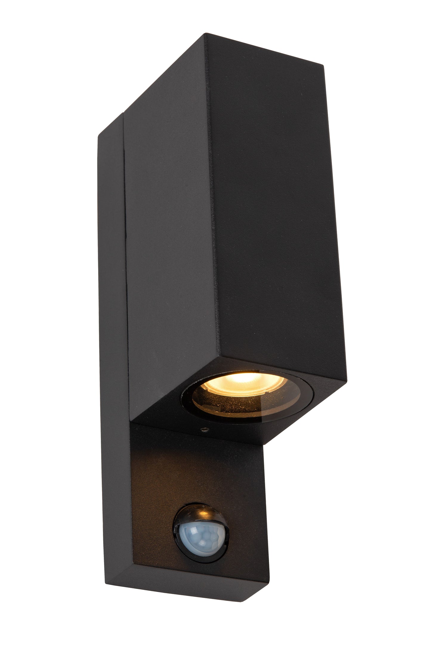 Lucide ZARO IR - Wall spotlight / Wall light Indoor/Outdoor - 2x GU10 - IP65 - Motion & Day/Night Sensor - Black