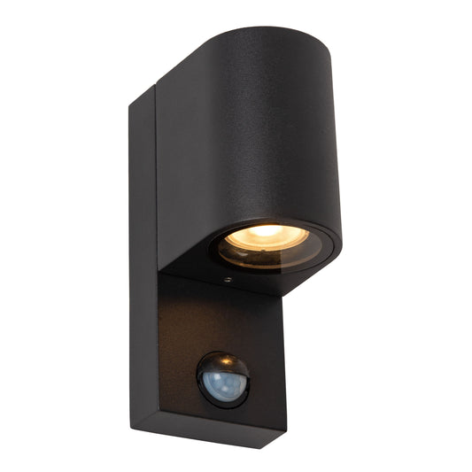 Lucide ZARO IR - Wall spotlight / Wall light Indoor/Outdoor - 1xGU10 - IP65 - Motion & Day/Night Sensor - Black