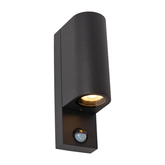 Lucide ZARO IR - Wall spotlight / Wall light Indoor/Outdoor - 2xGU10 - IP65 - Motion & Day/Night Sensor - Black