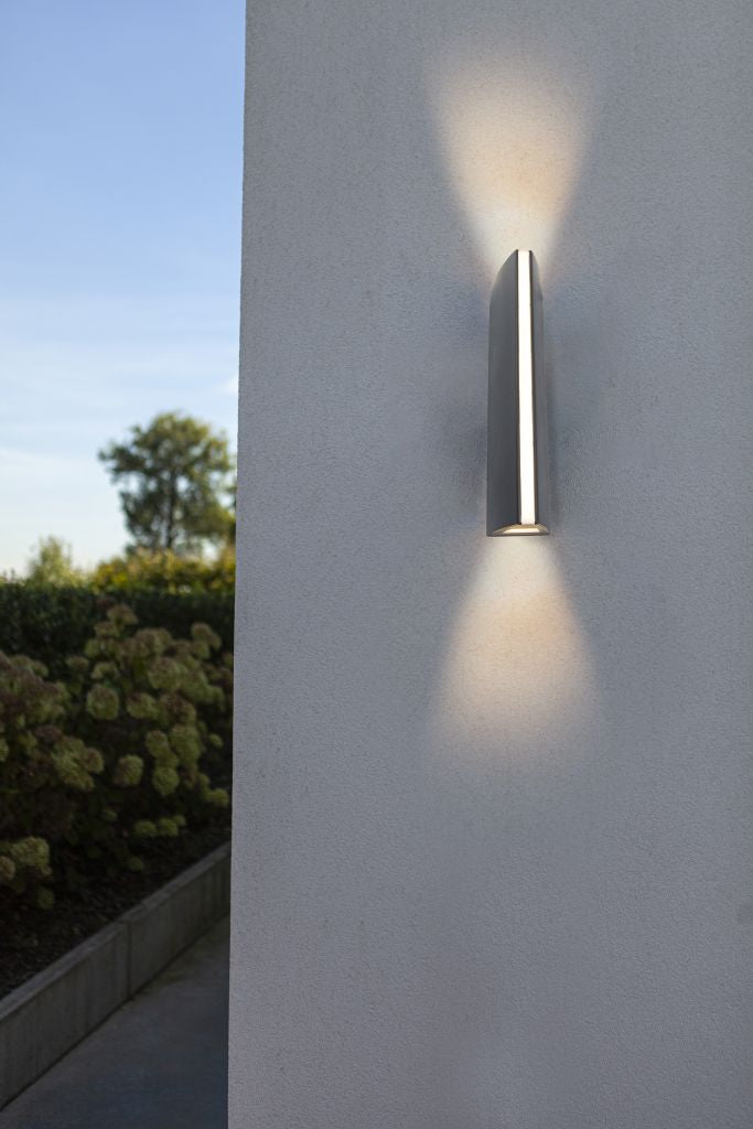 Leo LED Anthracite Outdoor Modern Triangular Up & Down Wall Light