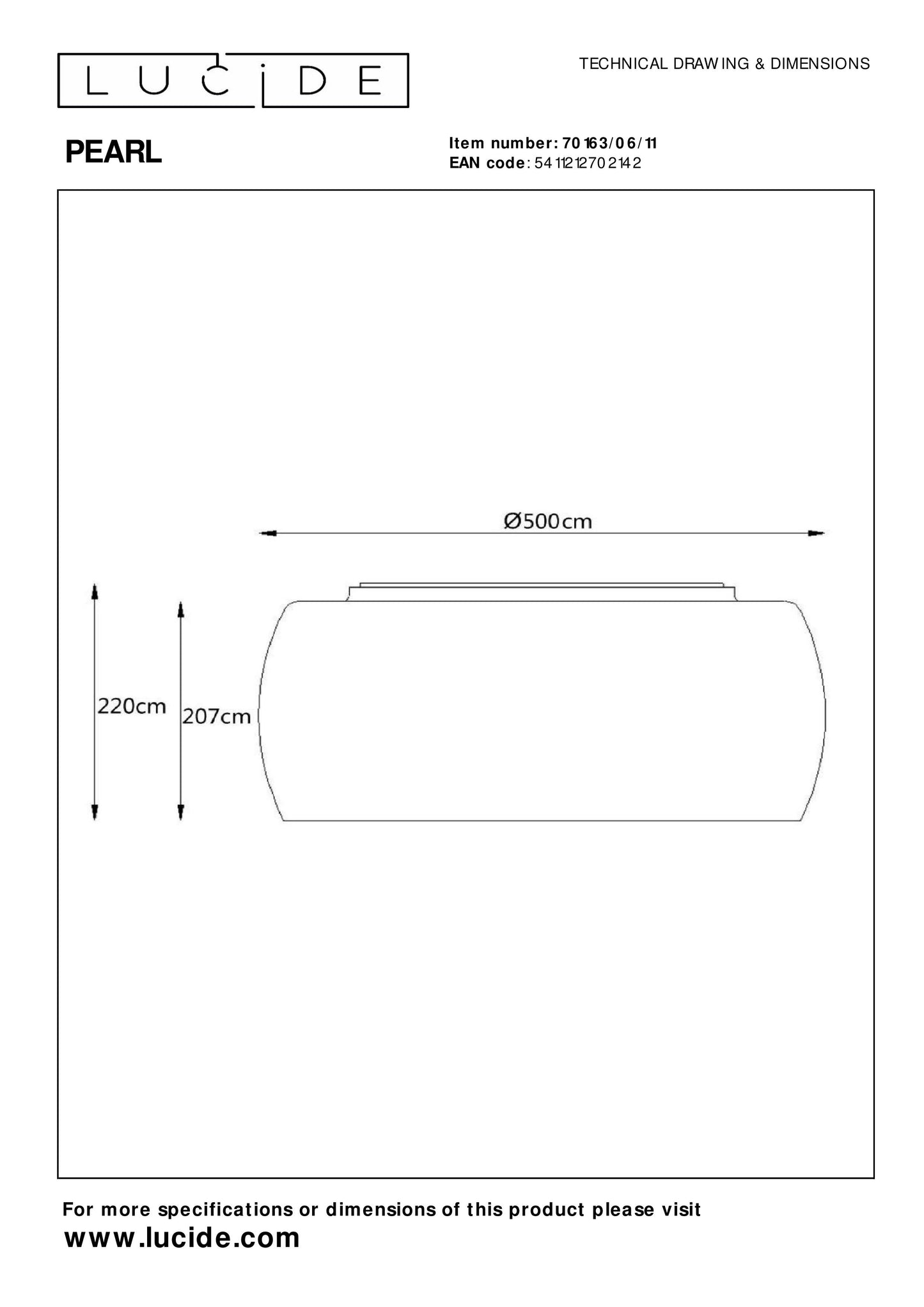 Lucide PEARL - Flush ceiling light - Ø 50 cm - 6xG9 - Chrome