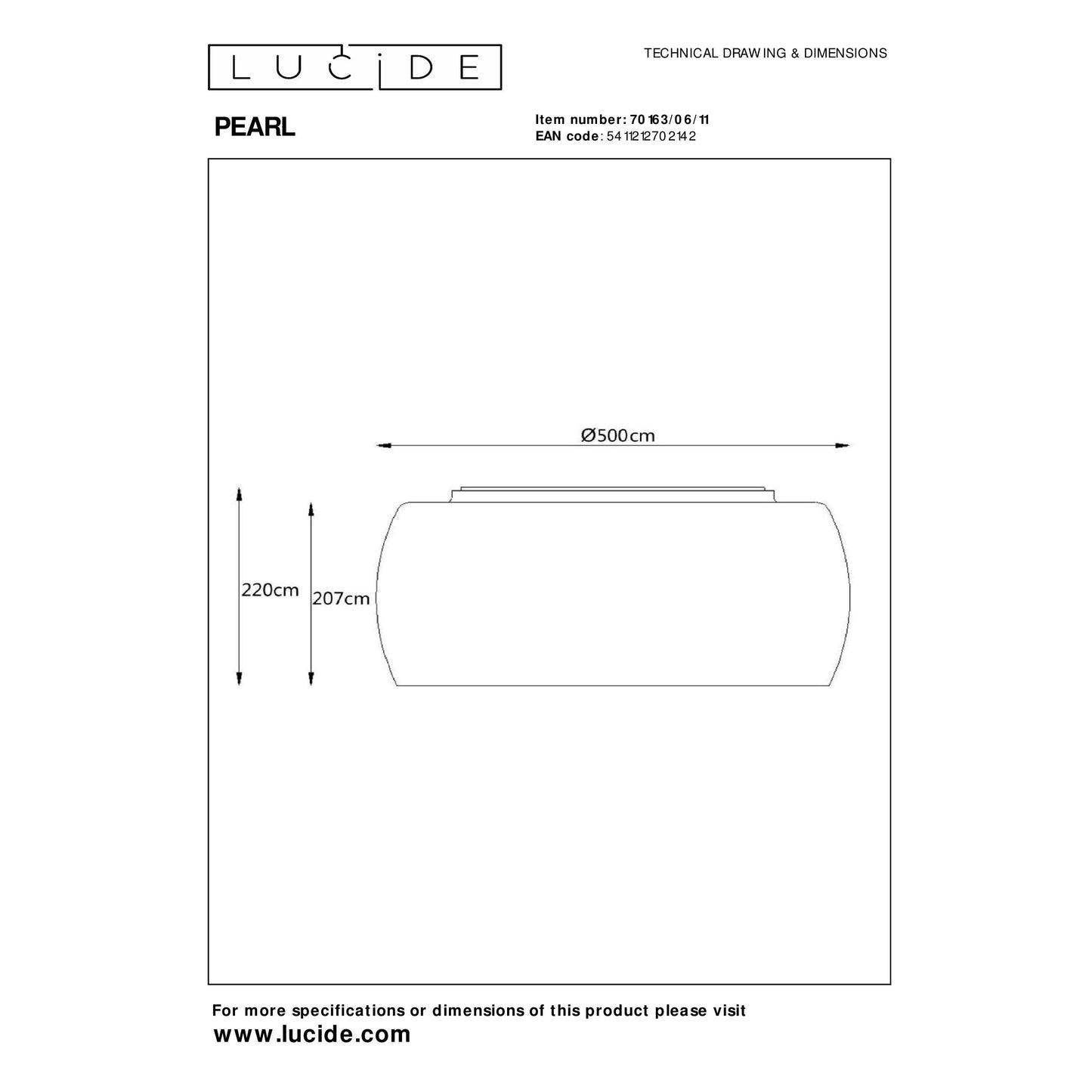 Lucide PEARL - Flush ceiling light - Ø 50 cm - 6xG9 - Chrome