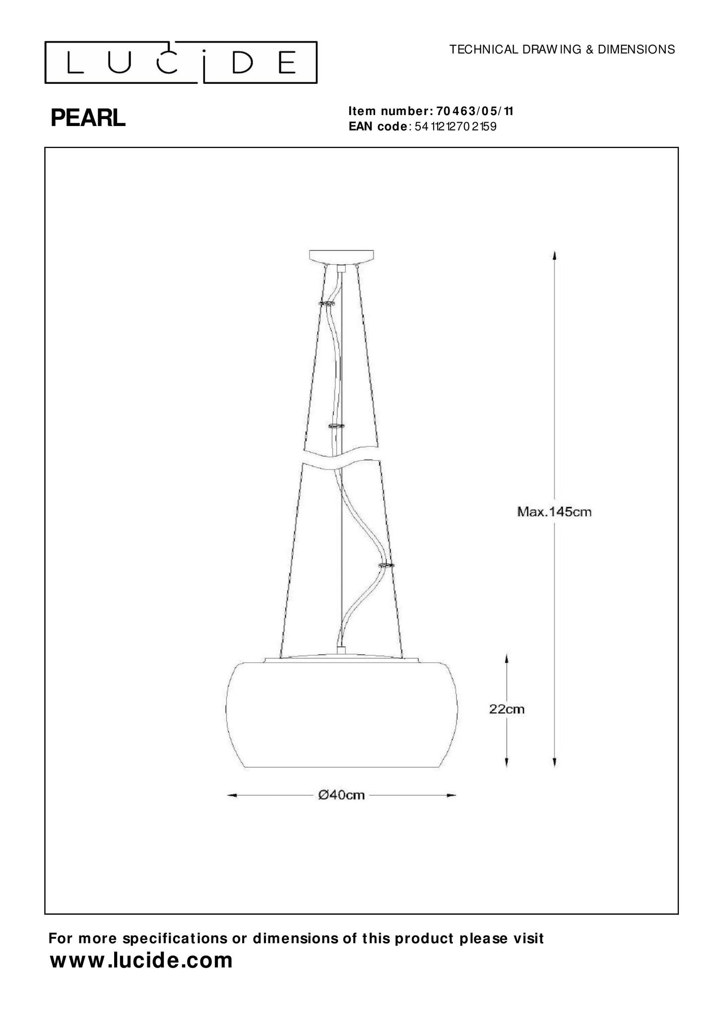 Lucide PEARL - Pendant light - Ø 40 cm - 5xG9 - Chrome