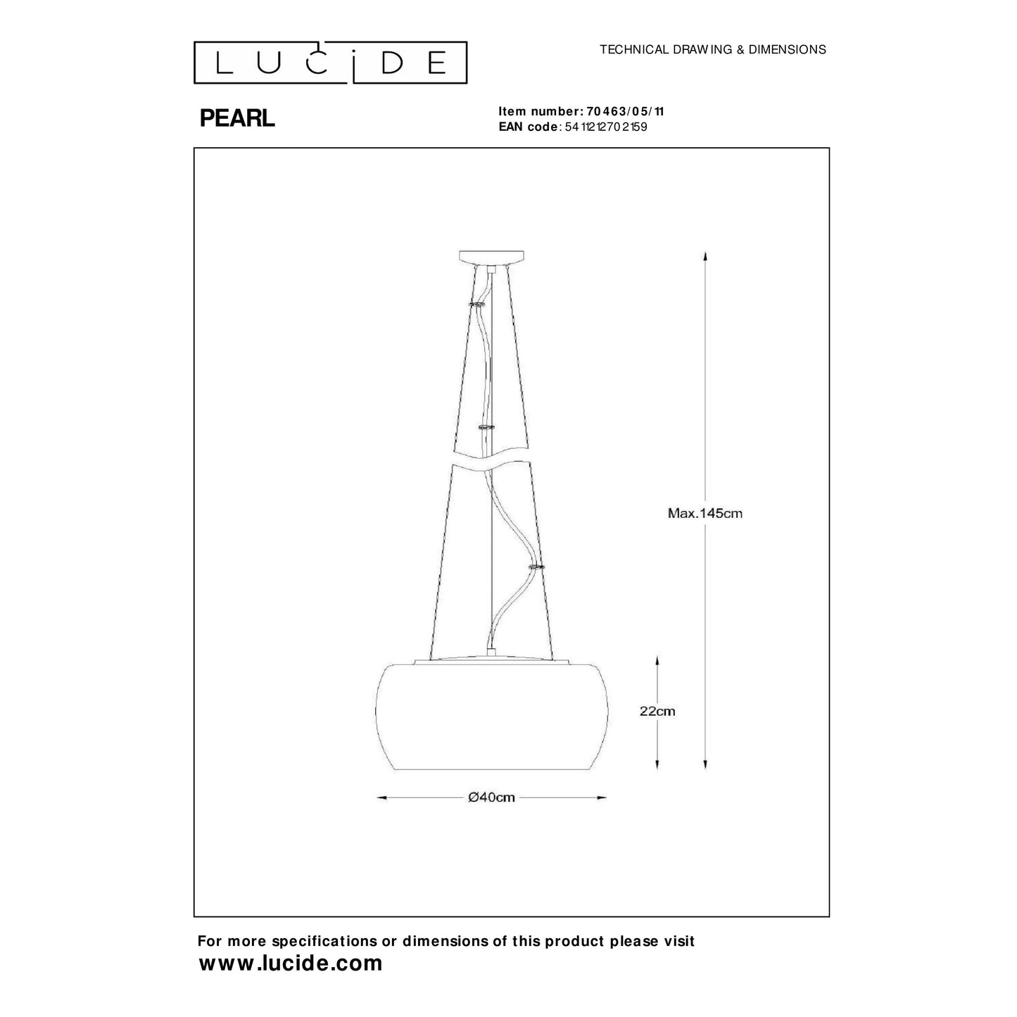 Lucide PEARL - Pendant light - Ø 40 cm - 5xG9 - Chrome