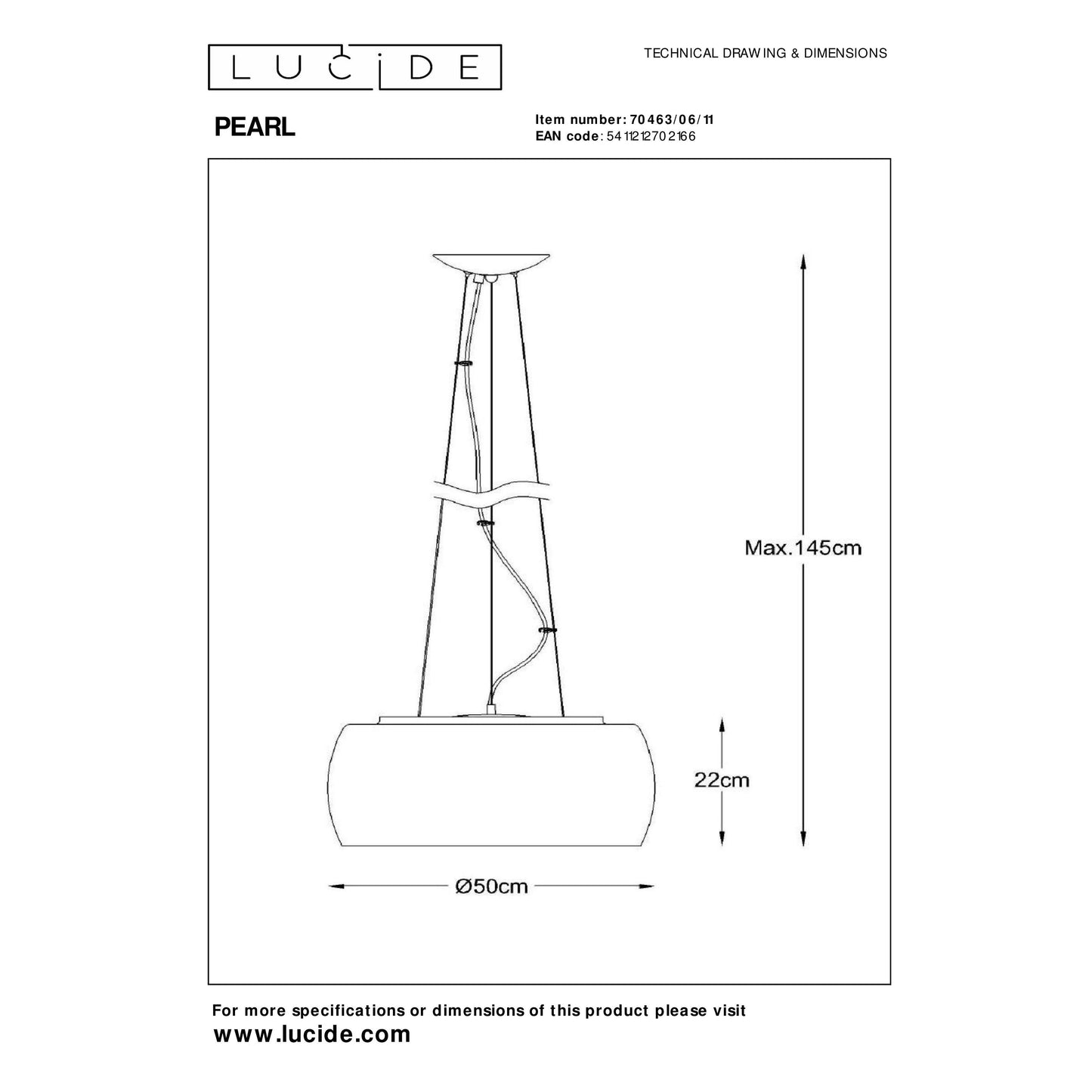 Lucide PEARL - Pendant light - Ø 50 cm - 6xG9 - Chrome