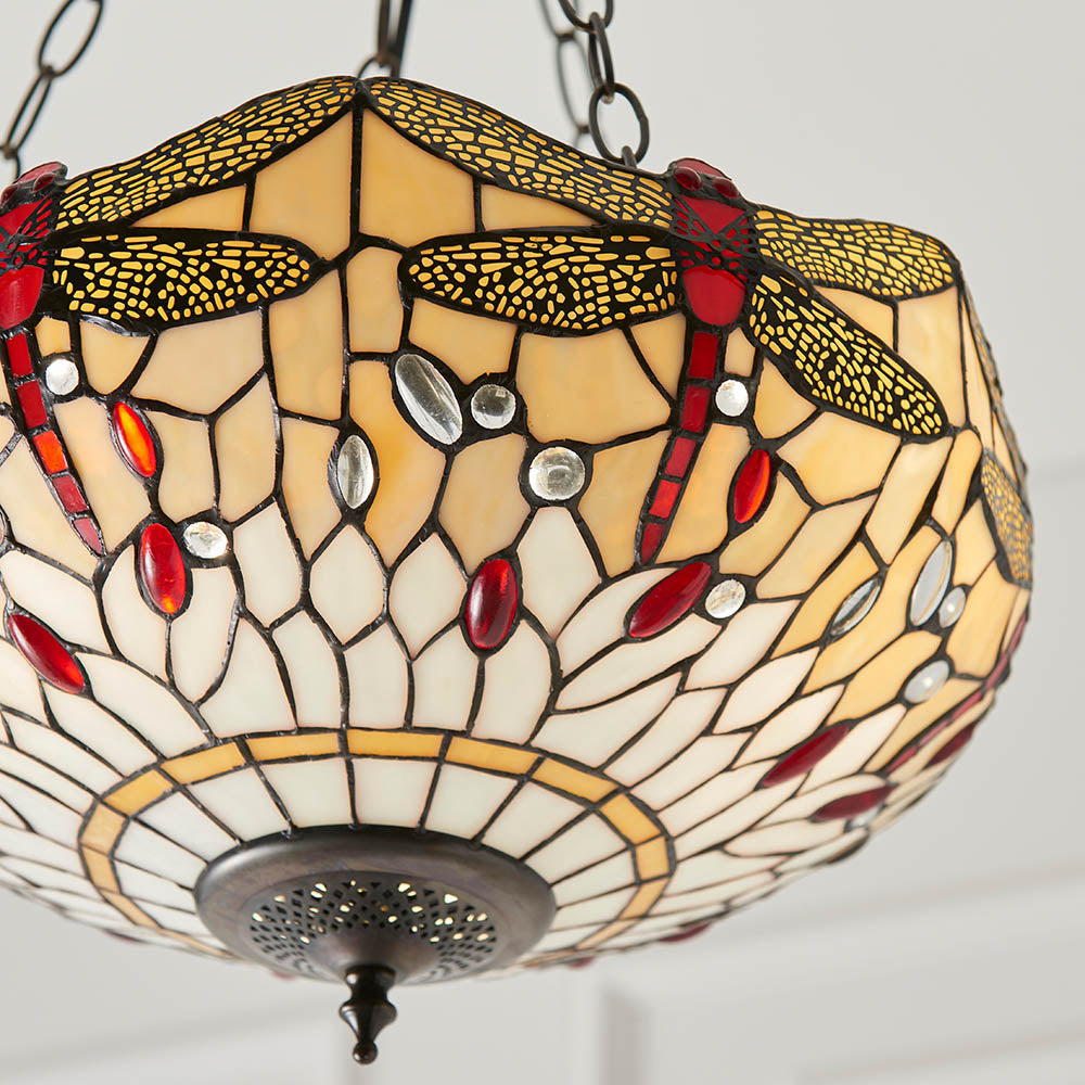 Dragonfly beige Medium inverted 3lt pendant
