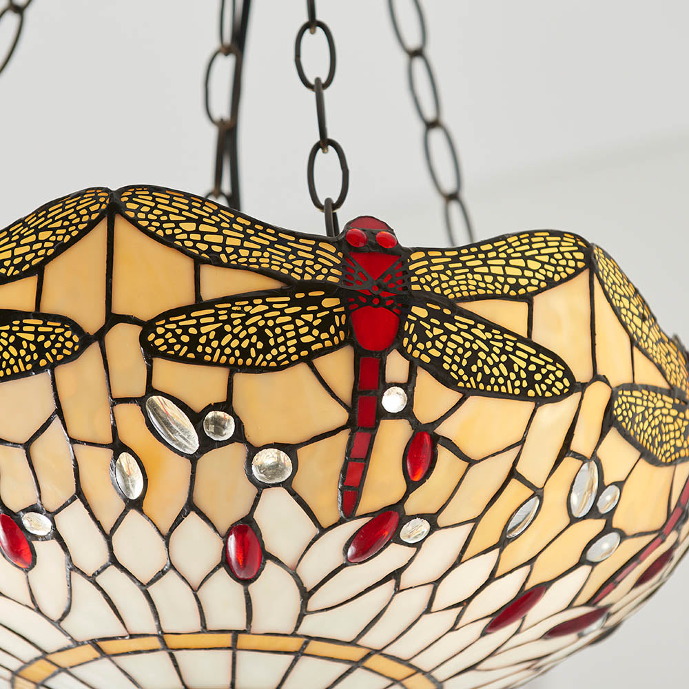 Dragonfly beige Medium inverted 3lt pendant