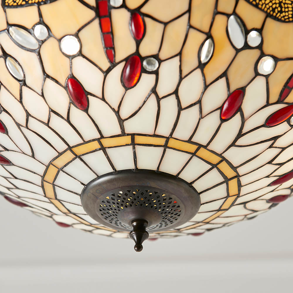Dragonfly beige Medium inverted 3lt pendant