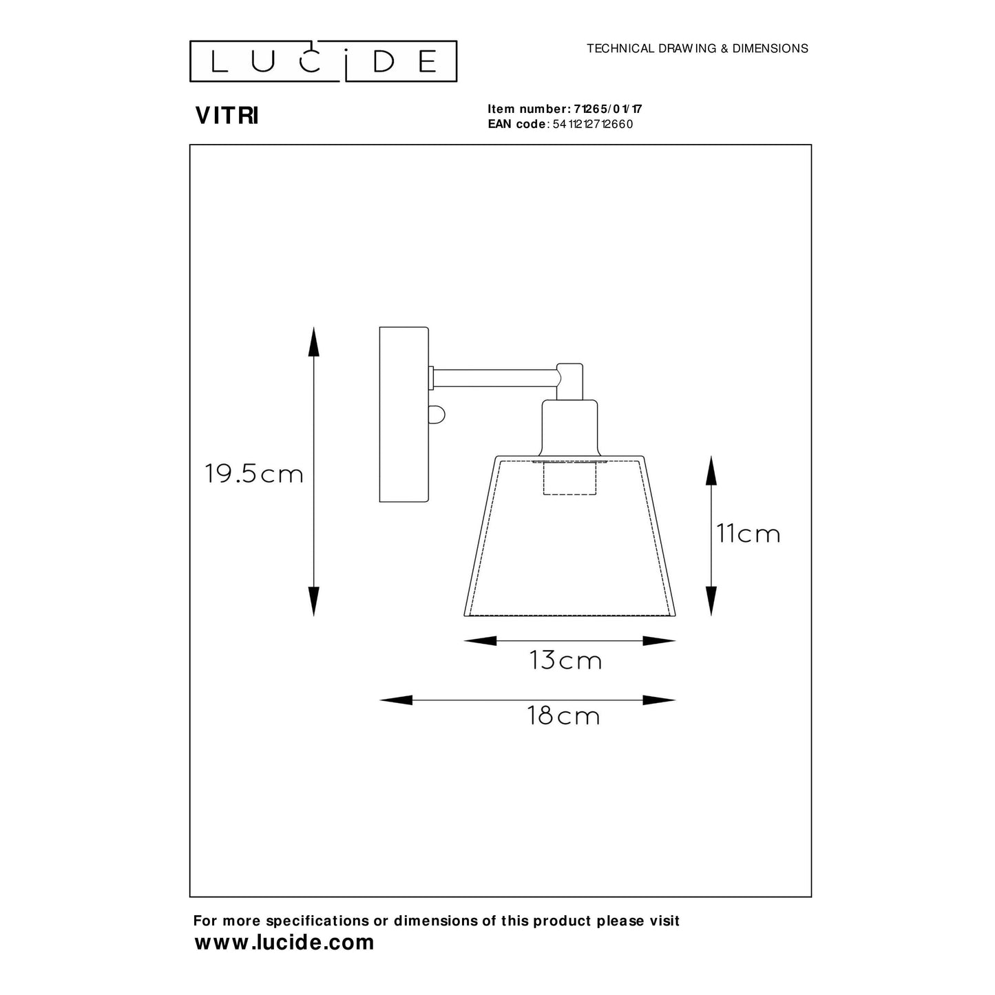 Lucide VITRI - Wall light - 1xE14 - Copper