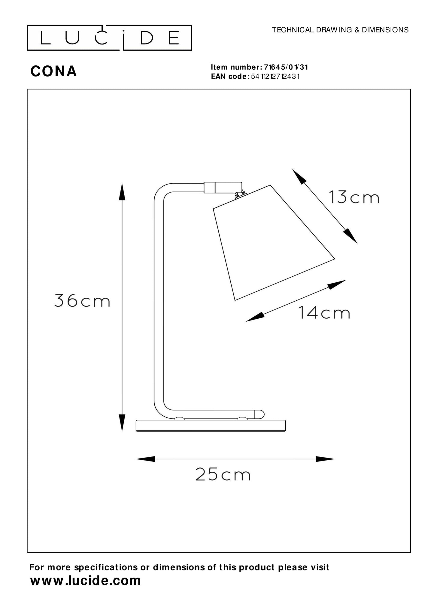 Lucide CONA - Table lamp - 1xE14 - White