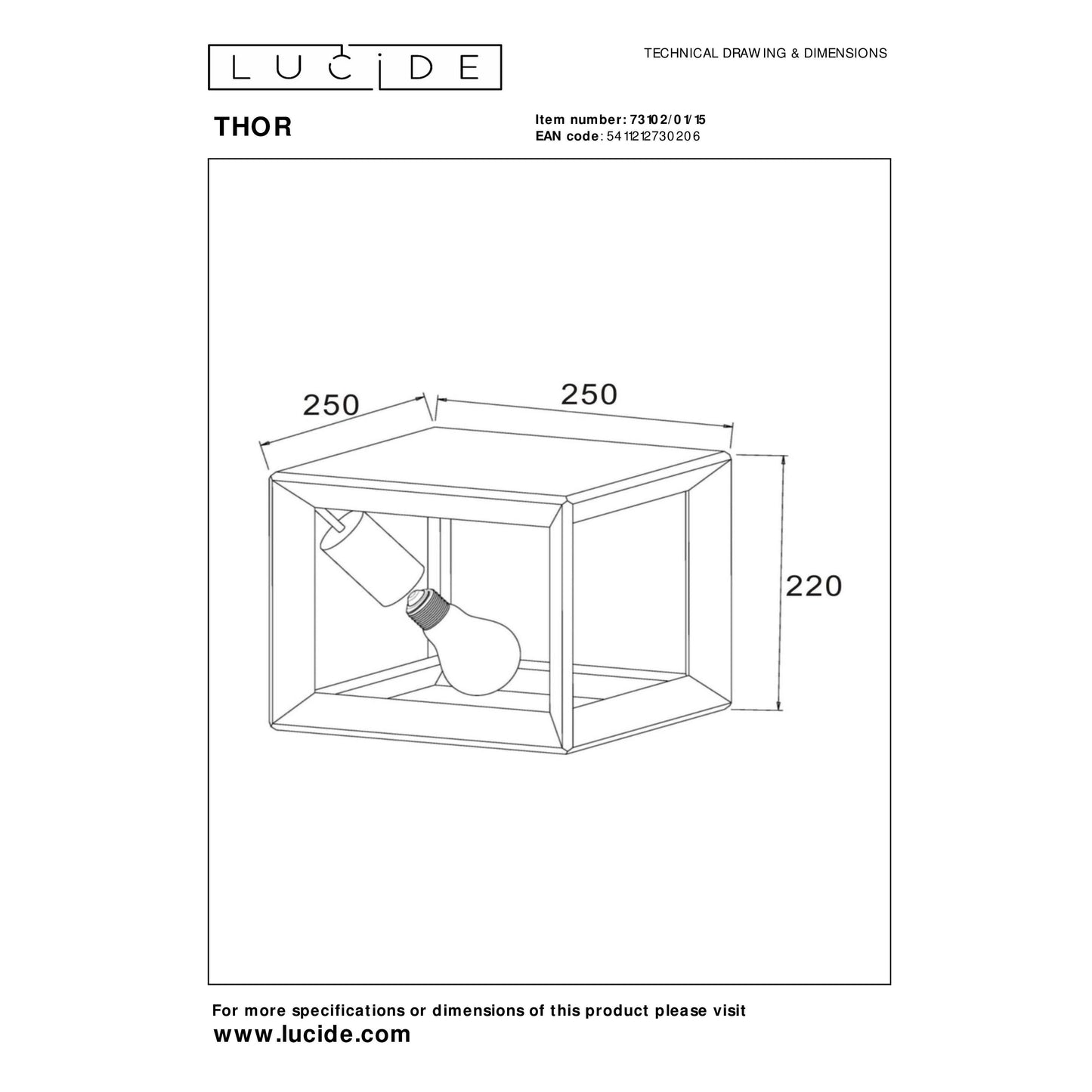 Lucide THOR - Flush ceiling light - 1xE27 - Grey iron