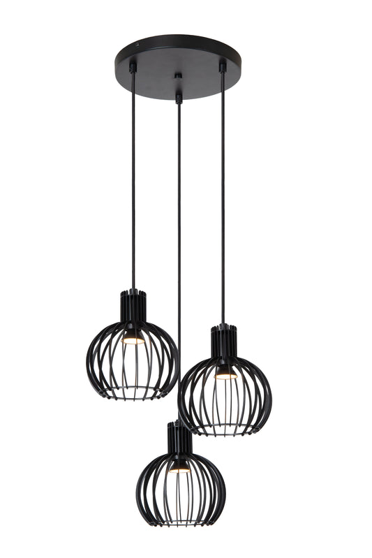 Lucide MIKAELA - Pendant light - Ø 32 cm - 3xE14 - Black