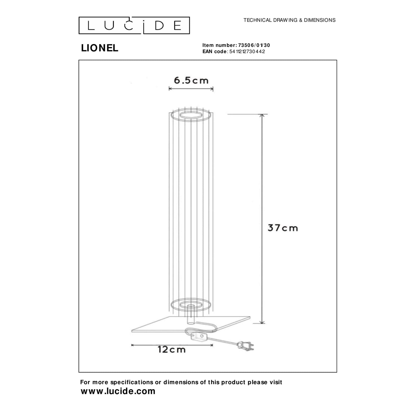 Lucide LIONEL - Table lamp - 1xE27 - Black