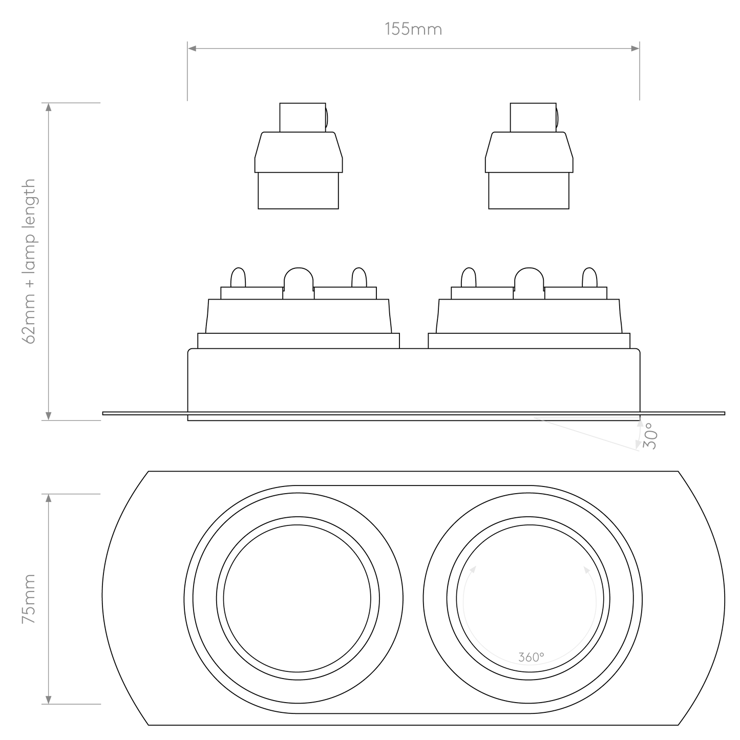 Trimless Round Twin Adjustable