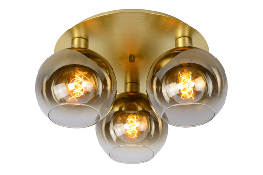 Lucide MARIUS - Flush ceiling light - 3xE27 - Matt Gold / Brass