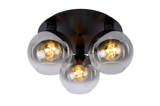 Lucide MARIUS - Flush ceiling light - 3xE27 - Black