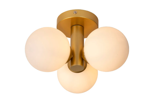 Lucide TRUDY - Flush ceiling light Bathroom - Ø 28 cm - 3xG9 - IP44 - Matt Gold / Brass