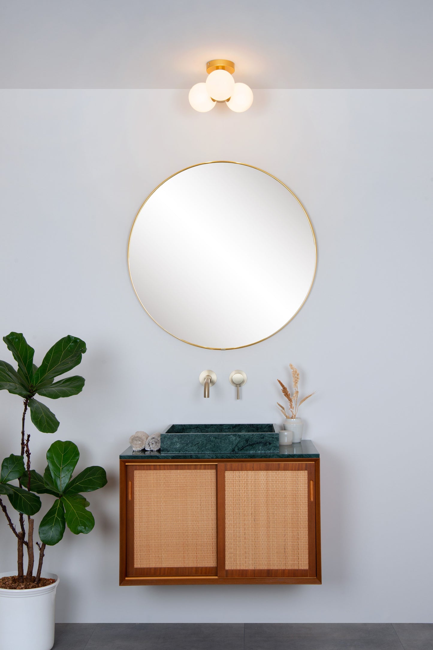 Lucide TRUDY - Flush ceiling light Bathroom - Ø 28 cm - 3xG9 - IP44 - Matt Gold / Brass