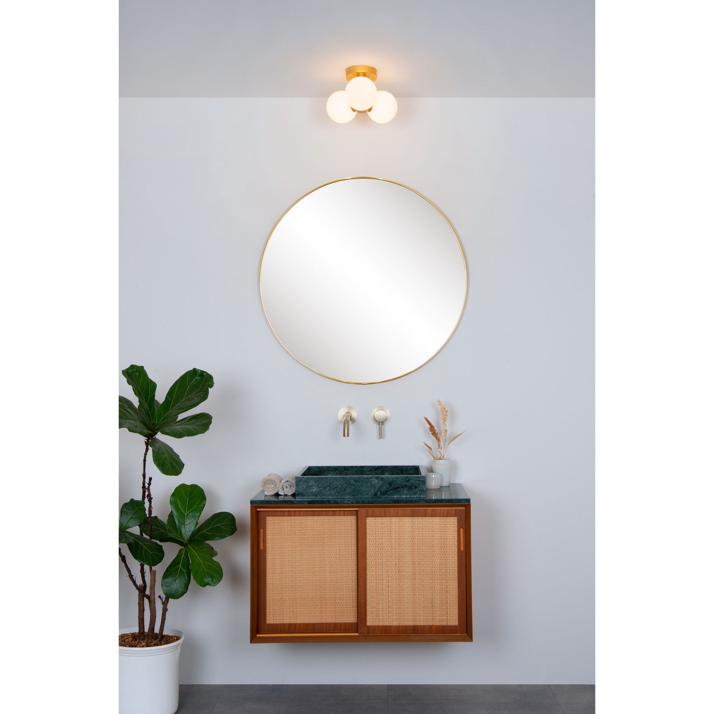 Lucide TRUDY - Flush ceiling light Bathroom - Ø 28 cm - 3xG9 - IP44 - Matt Gold / Brass