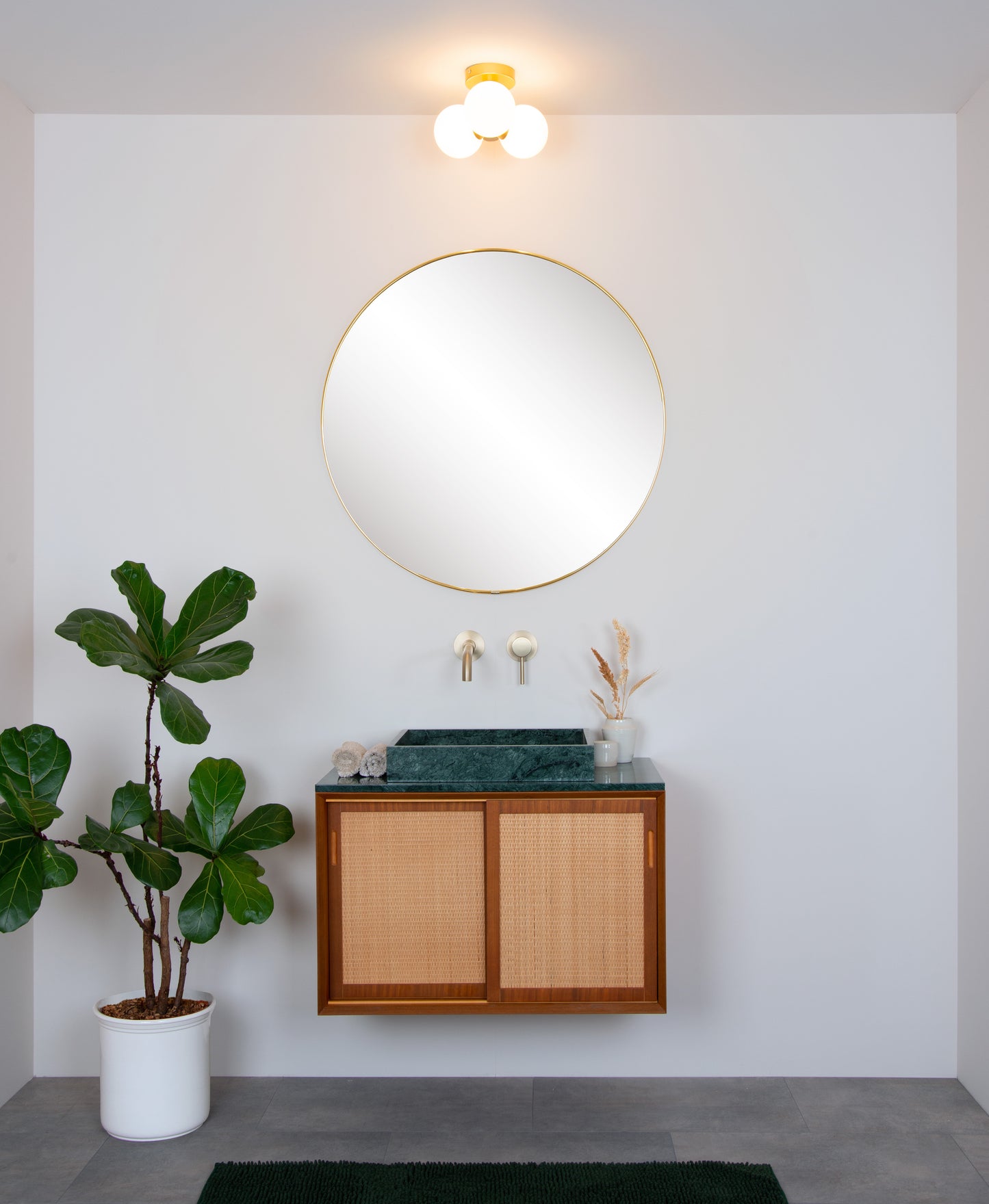 Lucide TRUDY - Flush ceiling light Bathroom - Ø 28 cm - 3xG9 - IP44 - Matt Gold / Brass