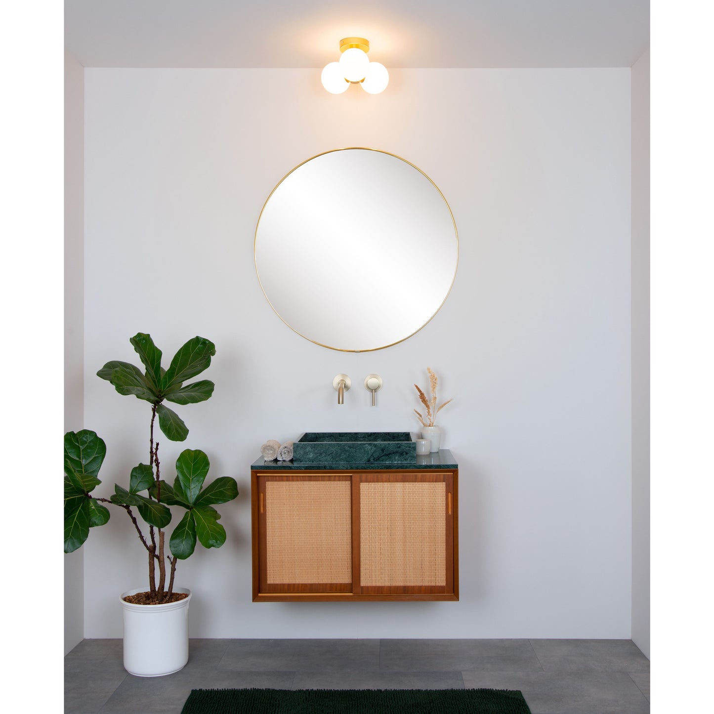 Lucide TRUDY - Flush ceiling light Bathroom - Ø 28 cm - 3xG9 - IP44 - Matt Gold / Brass