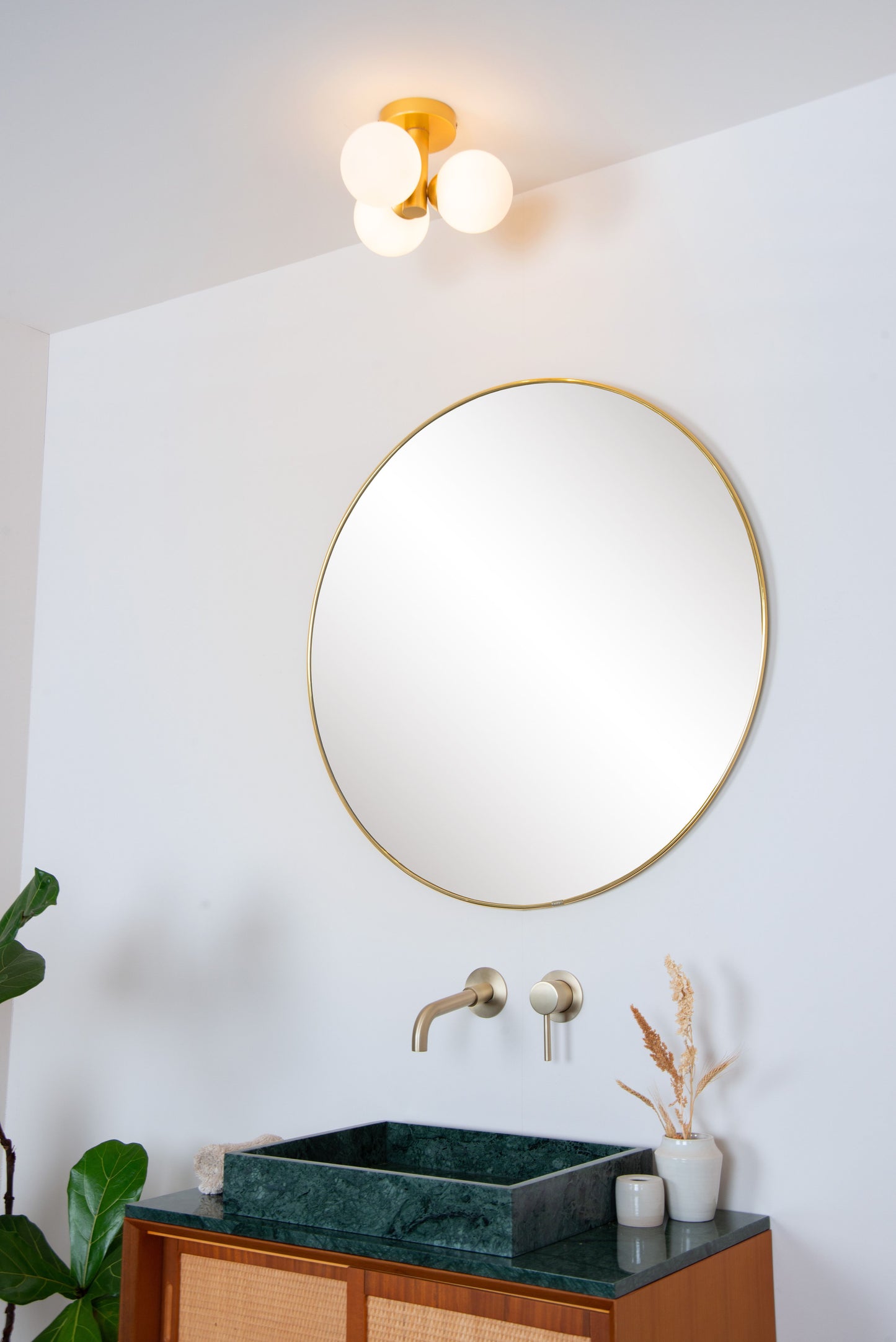 Lucide TRUDY - Flush ceiling light Bathroom - Ø 28 cm - 3xG9 - IP44 - Matt Gold / Brass