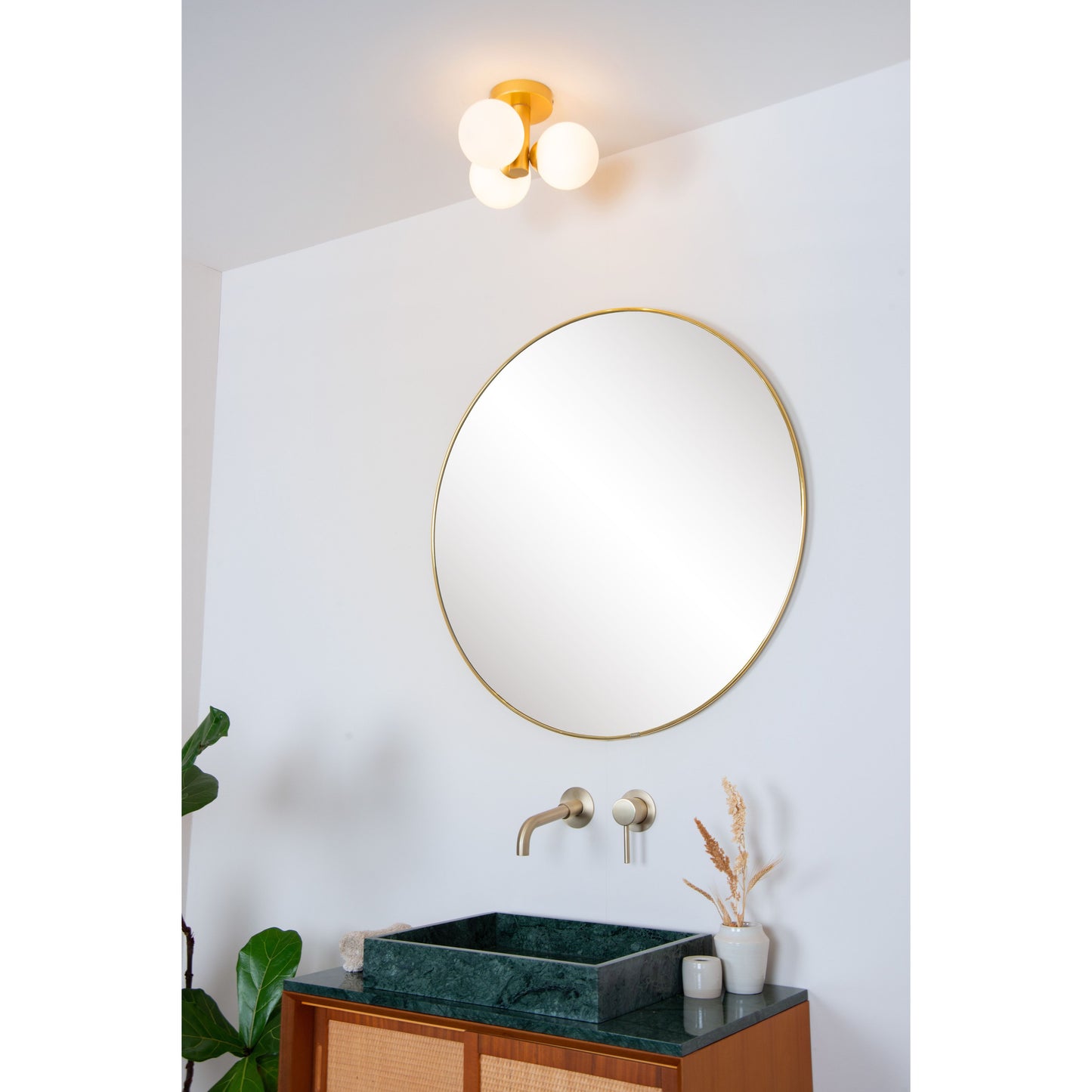 Lucide TRUDY - Flush ceiling light Bathroom - Ø 28 cm - 3xG9 - IP44 - Matt Gold / Brass