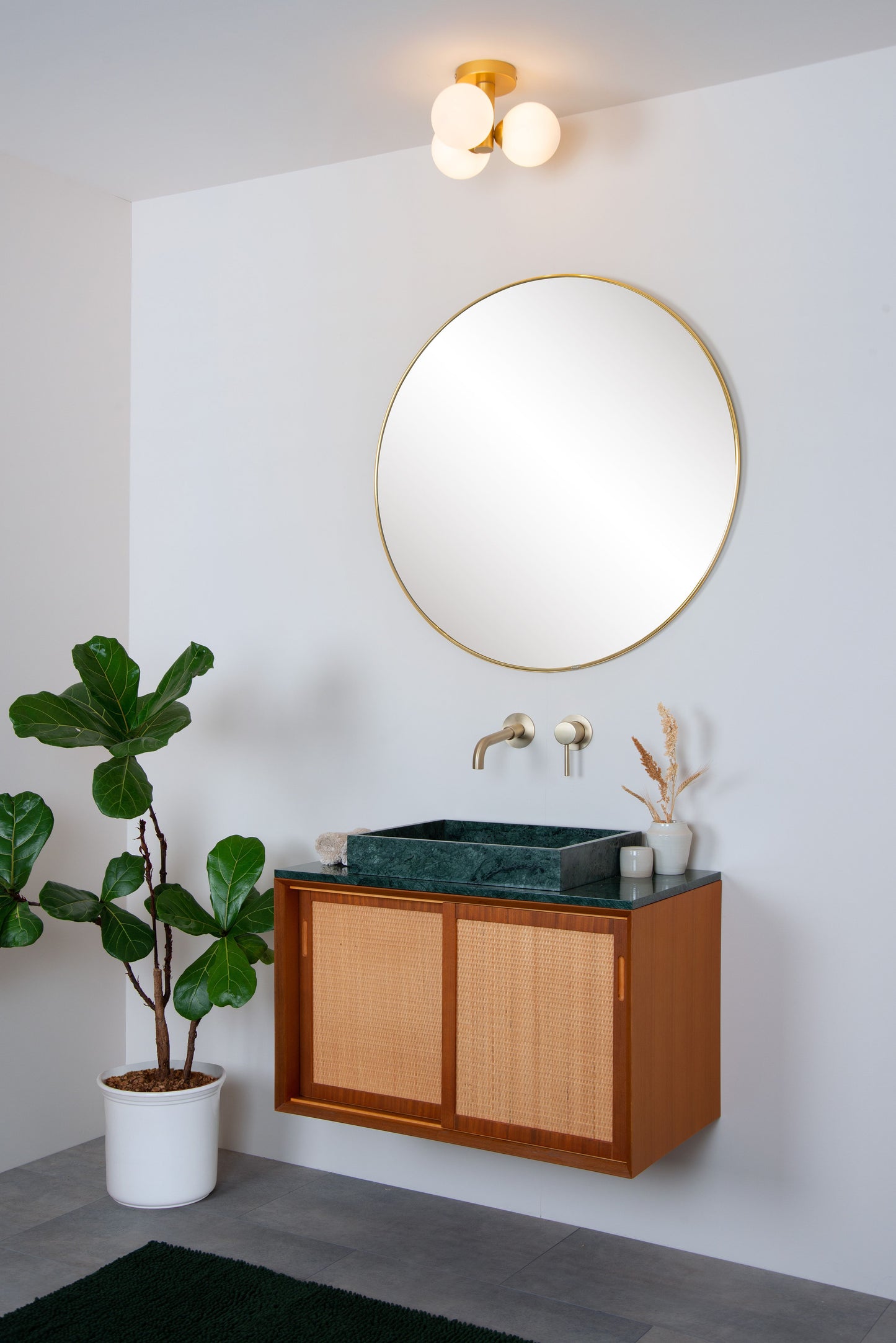 Lucide TRUDY - Flush ceiling light Bathroom - Ø 28 cm - 3xG9 - IP44 - Matt Gold / Brass