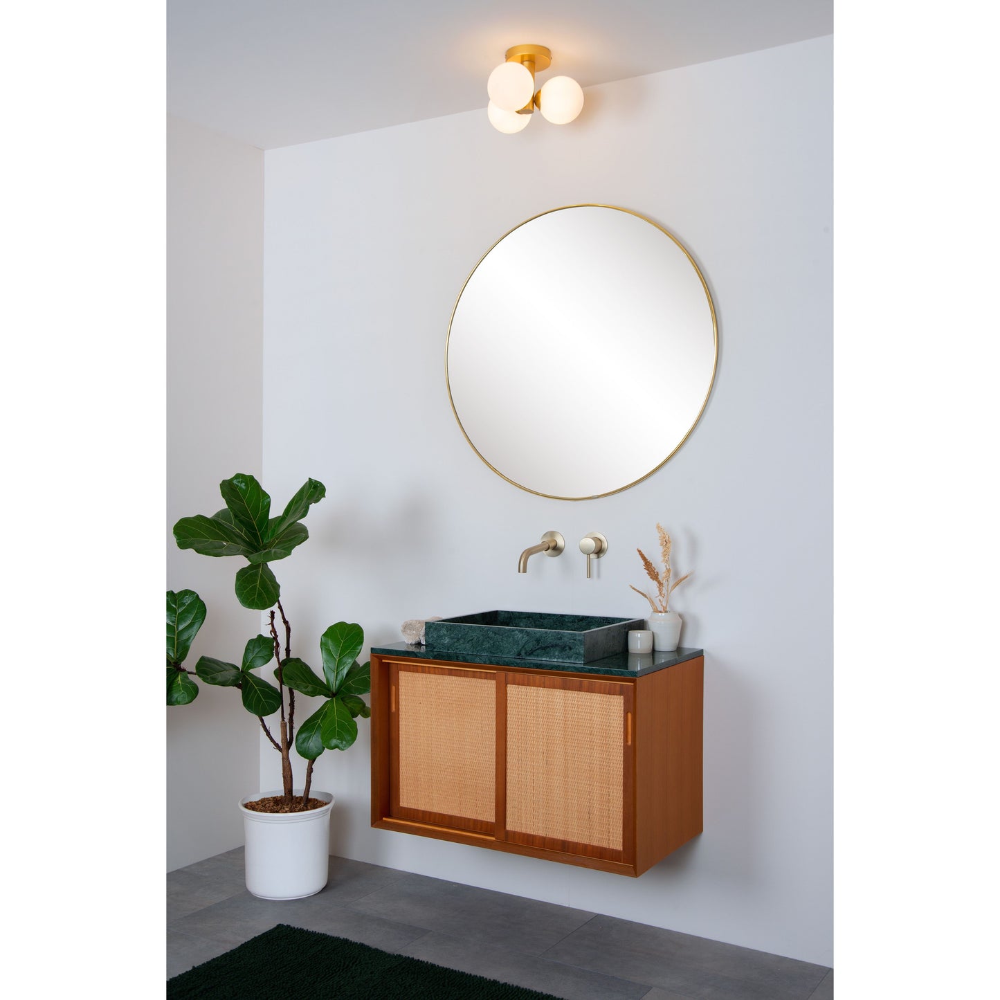 Lucide TRUDY - Flush ceiling light Bathroom - Ø 28 cm - 3xG9 - IP44 - Matt Gold / Brass