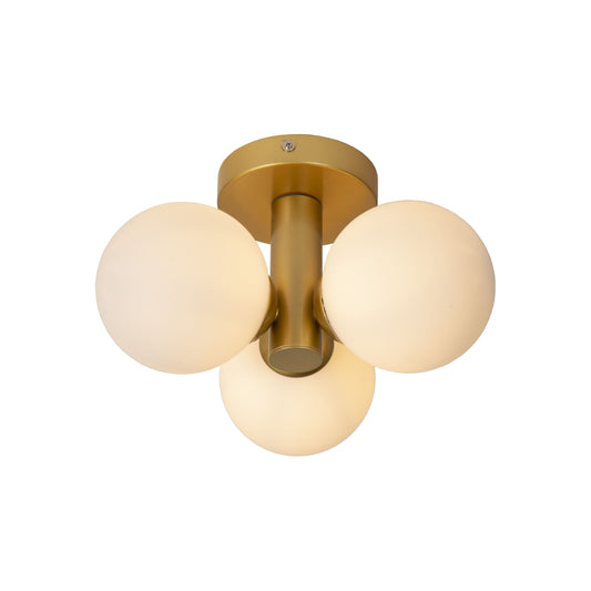 Lucide TRUDY - Flush ceiling light Bathroom - Ø 28 cm - 3xG9 - IP44 - Matt Gold / Brass