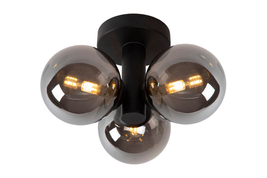 Lucide TRUDY - Flush ceiling light Bathroom - Ø 28 cm - 3xG9 - IP44 - Black