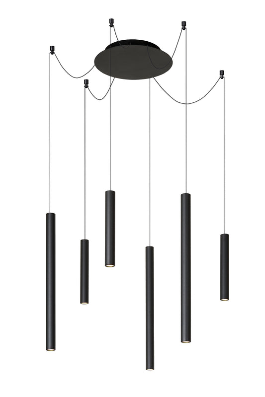 Lucide LORENZ - Pendant light - Ø 120 cm - LED Dim. - 6x4W 3000K - Black