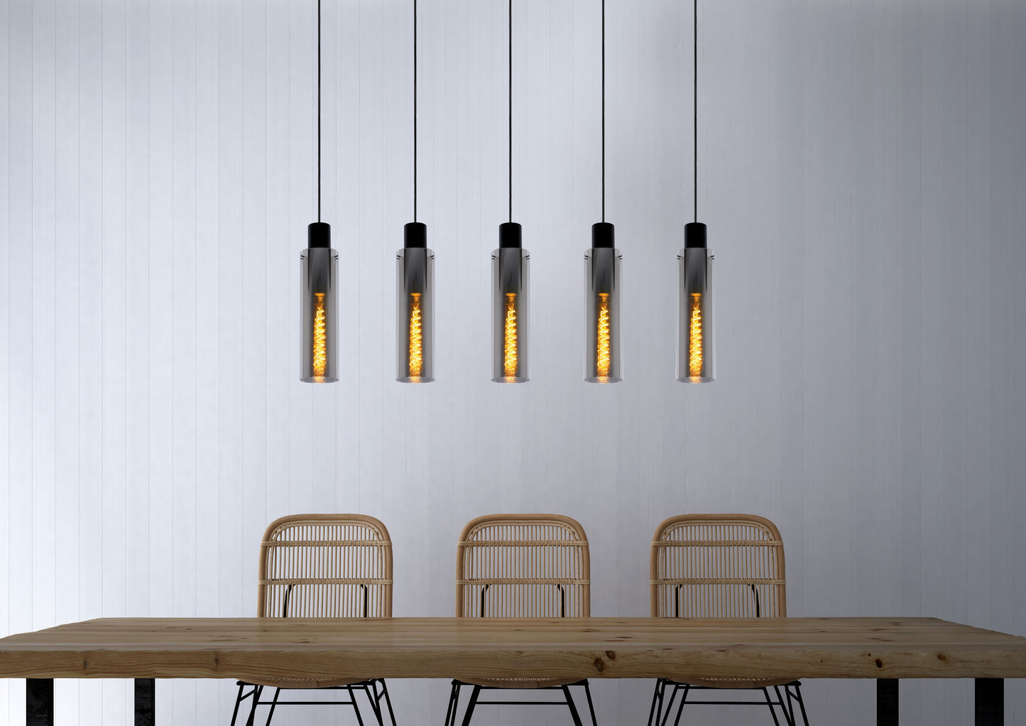 Lucide ORLANDO - Pendant light - 5xE27 - Smoke Grey