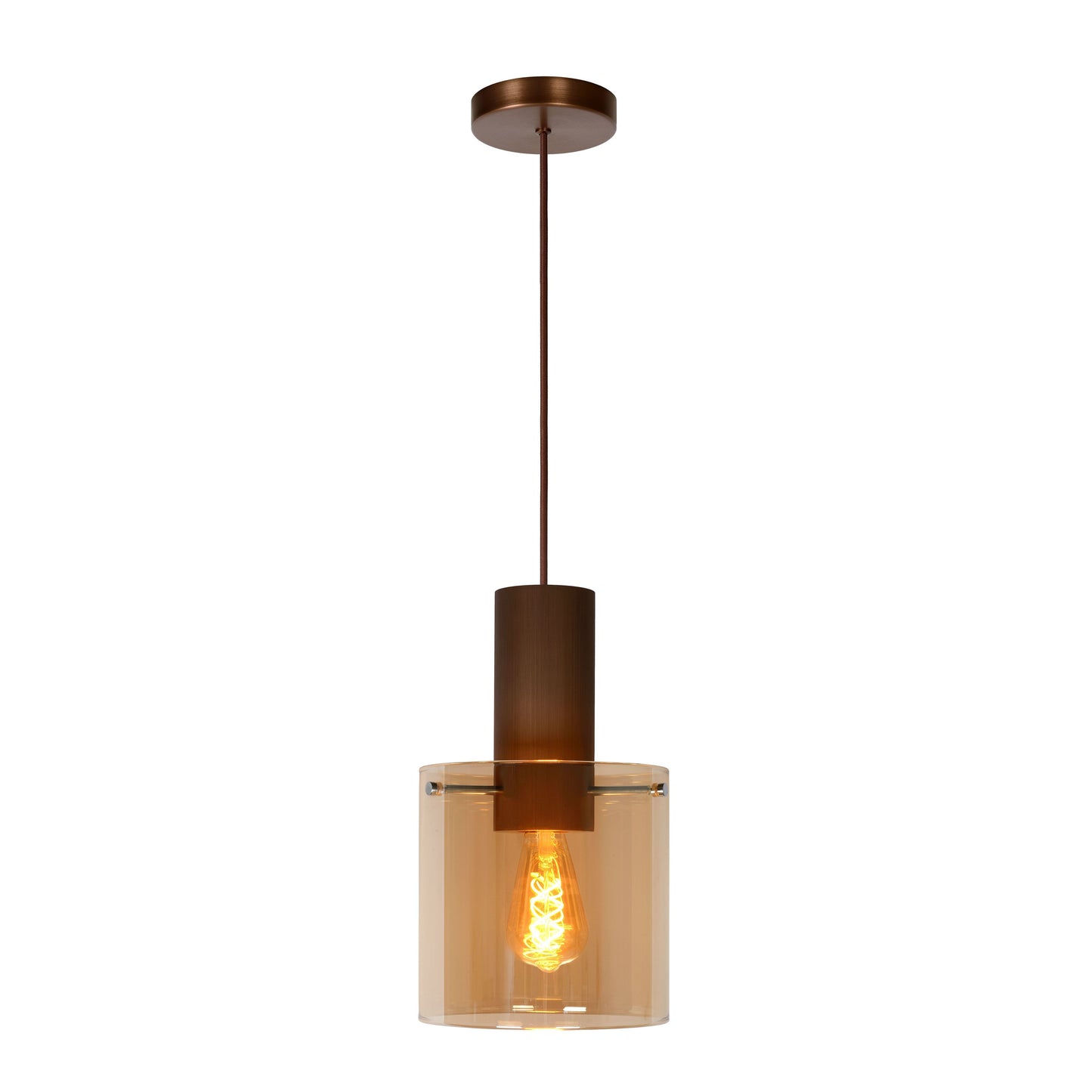 Lucide TOLEDO - Pendant light - Ø 20 cm - 1xE27 - Amber