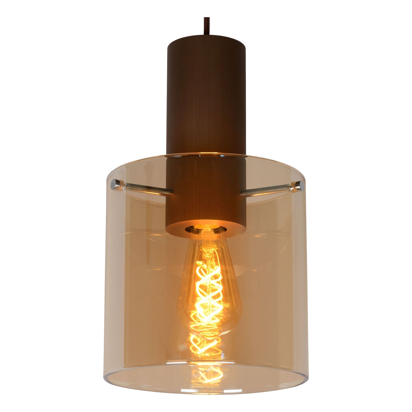 Lucide TOLEDO - Pendant light - Ø 20 cm - 1xE27 - Amber