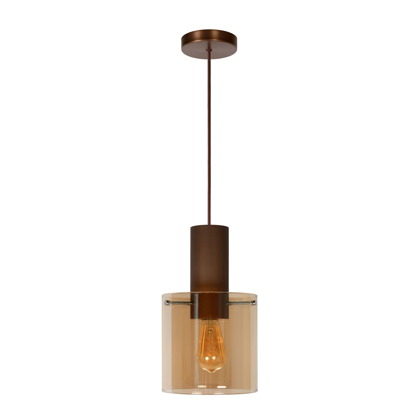 Lucide TOLEDO - Pendant light - Ø 20 cm - 1xE27 - Amber