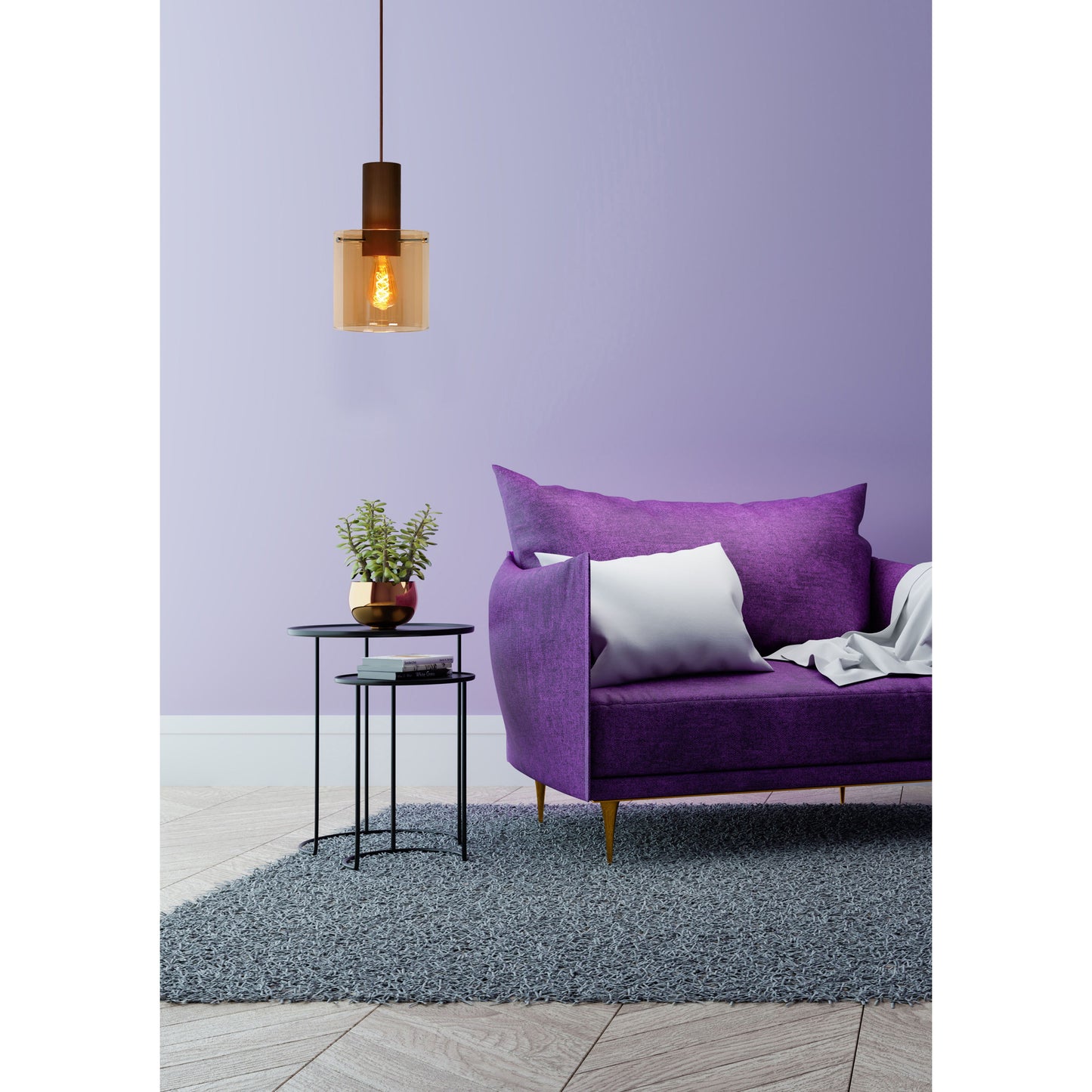 Lucide TOLEDO - Pendant light - Ø 20 cm - 1xE27 - Amber